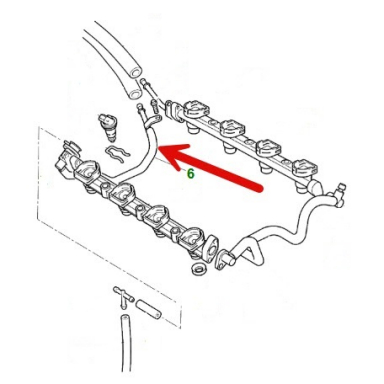 USED FUEL RETURN LINE PIPE, AT FUEL RAIL  AJ81480